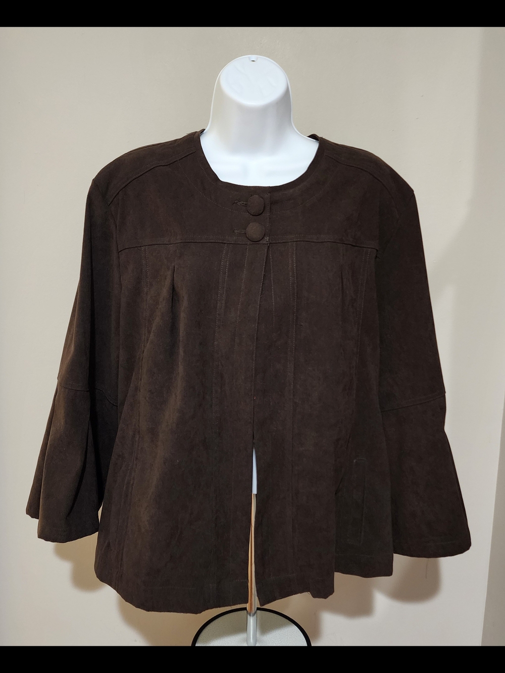 Kim Rogers Dark Brown Suede Swing Cape Jacket